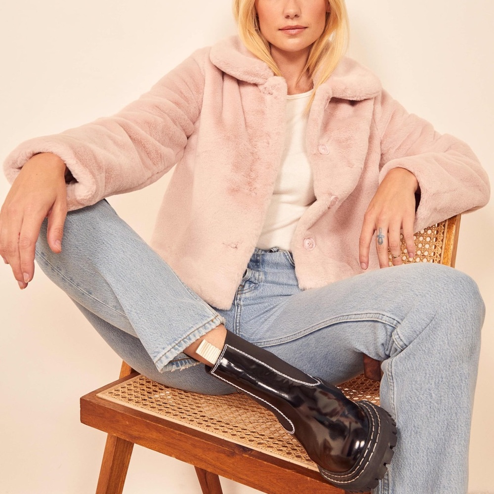 Reformation Pink Faux Fur Jacket